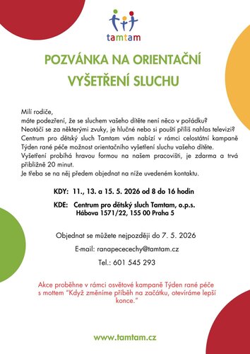 Pozvánka na vyšetření sluchu v Tamtamu